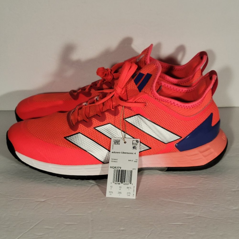 Mens Sz 11 Adidas Adizero Ubersonic 4 Tennis Shoes Hard Court Solar Red [HQ8379]